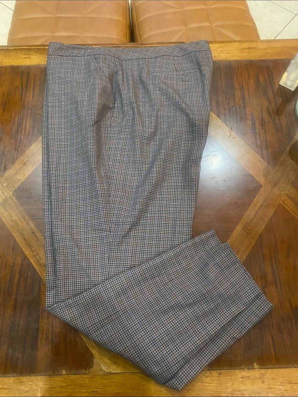 Halogen Women's Black, Purple and Gray Micro-Check Trousers